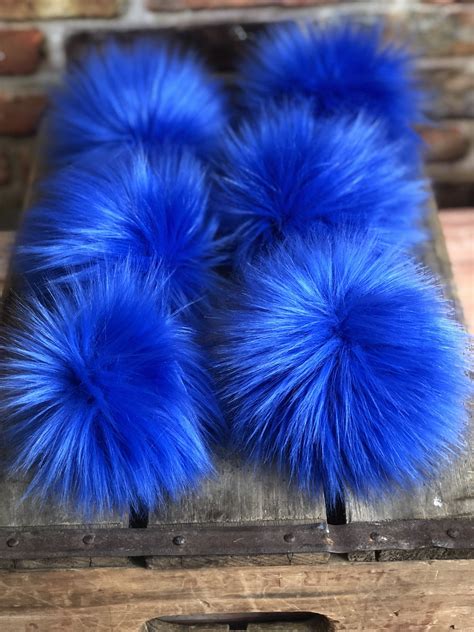 Cobalt Royal Blue Faux Fur Pom Poms Faux Fur Pom Pom Fur Pom Pom