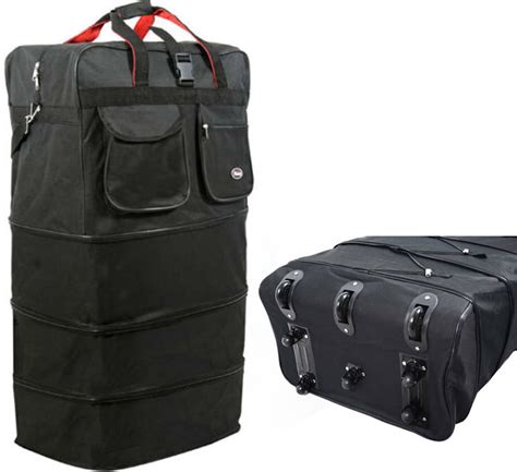 36 Black Rolling Expandable Duffle Bag Spinner Suitcase Luggage 8