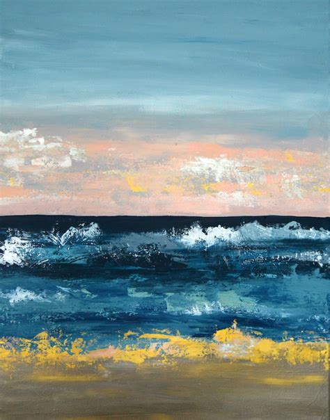 Abstract Seascape Painting Original Acrylic Art Blushing Etsy