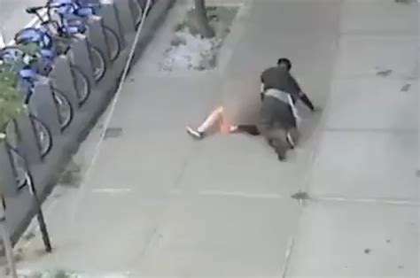 Terrifying Moment Perv Jumps On Woman Tackles Her To The Ground And Gropes Her On Street In