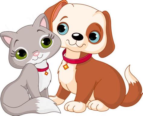 Gato Y Perro — Ilustración De Stock Cute Cats And Dogs Dog Clip Art
