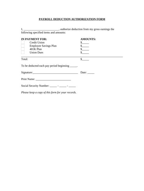 Wage Deduction Authorization Agreement Sample Form Fill Out And Sign