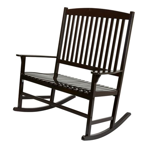 Mainstays Double Wood Outdoor Rocker Chair Dark Brown