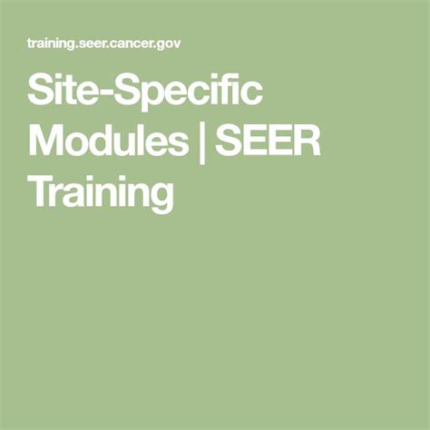 Site Specific Modules Seer Training Train Cancer Career