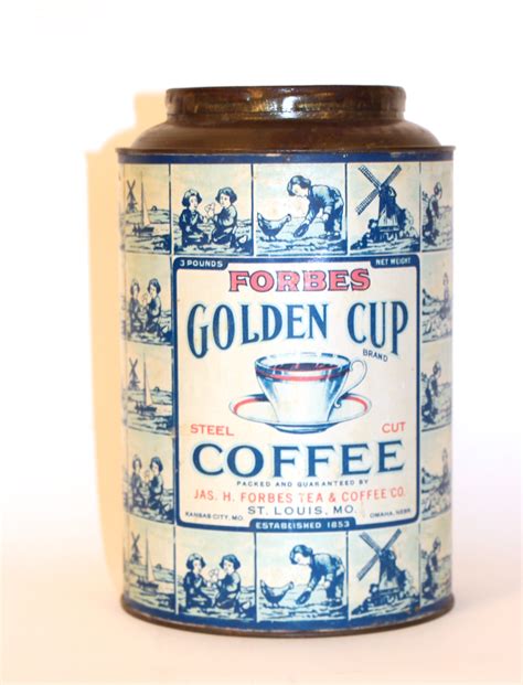 Golden Cup Steel Cut Coffee Tin Can Jas H Forbes Coffee And Tea Co