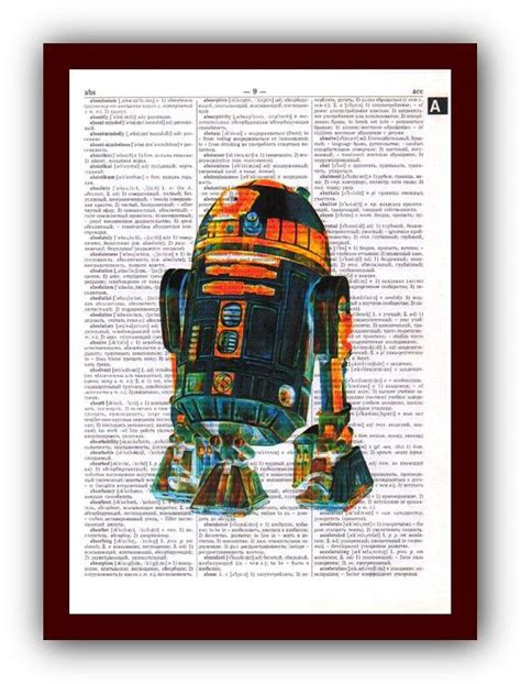Star Wars R2 D2 Art Print Abstract Painting Upcycled Dictionary Pages