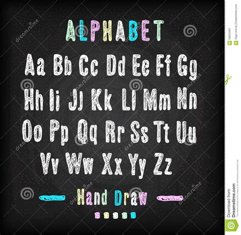 Chalkboard Font Hand Draw Alphabet Cartoon Vector
