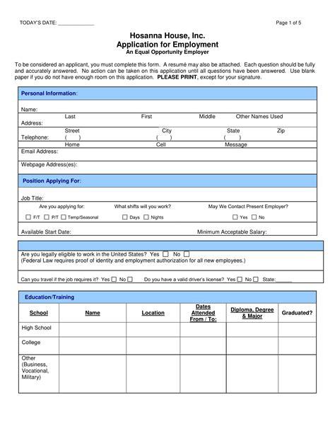 Examples Of Job Applications Forms