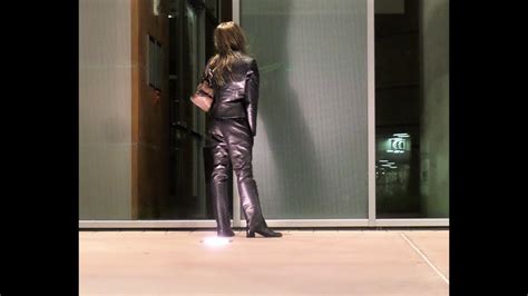 Walking On Campus In All Black Leather Youtube