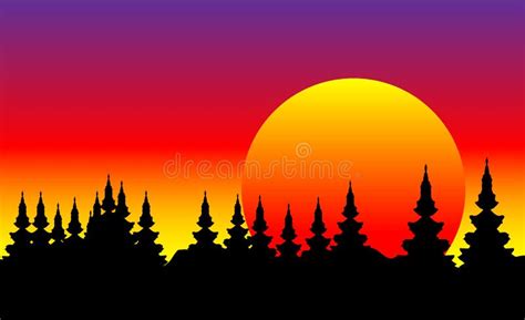 Forest Sunset Stock Illustration Illustration Of Sunset 306566