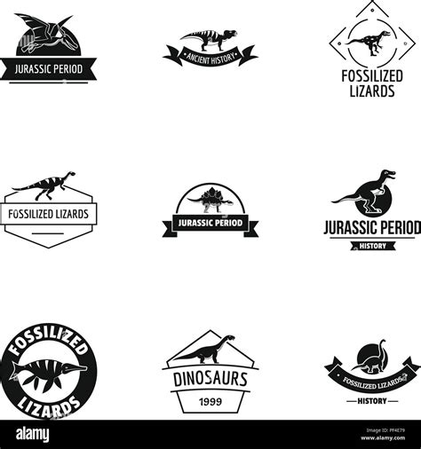 Little Dinosaur Logo Set Simple Style Stock Vector Image And Art Alamy