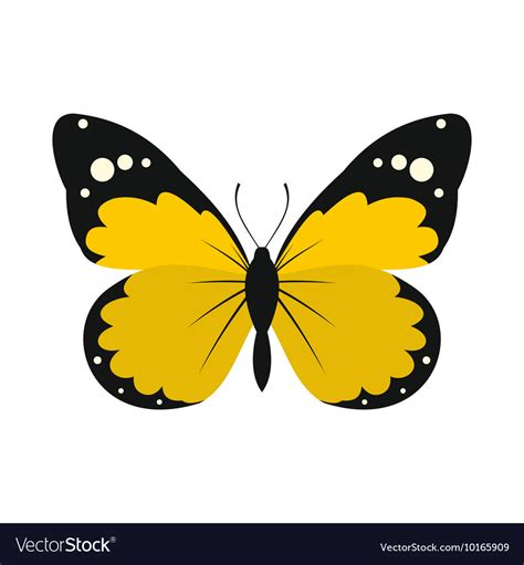 Yellow butterfly icon flat style Royalty Free Vector Image