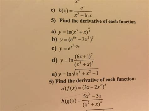 Differentiate Ln X 2 1 - Find the derivative of each function y = ln(x^3 + | Chegg.com
