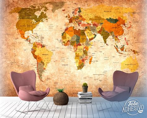 Wall Mural Didactic World Map