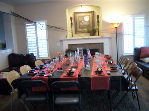 The mystery takes place throughout the course of the party. The Harris Family: Murder Mystery Dinner Party!