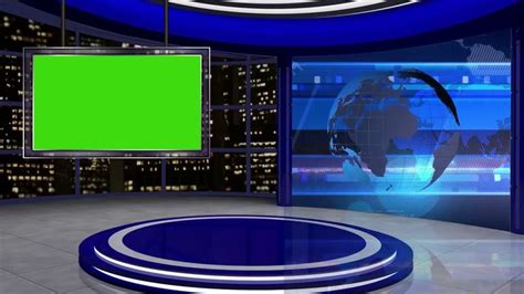 News Tv Studio Set Virtual Green Screen Background Loop BaItGDKG