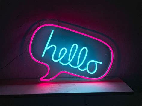 Hello Led Neon Sign Neon Light Lettering Neon Lamp Word Small Etsy