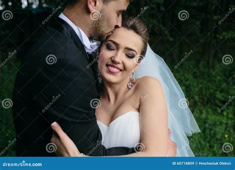 Beautiful Wedding Couple On Nature Stock Image Image Of Happiness