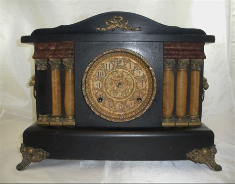 Antique Sessions Mantel Shelf Clock W Lions Heads For Parts Or