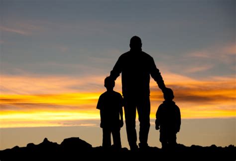 Silhouette Of Father With Sons Stock Photo Download Image Now Istock