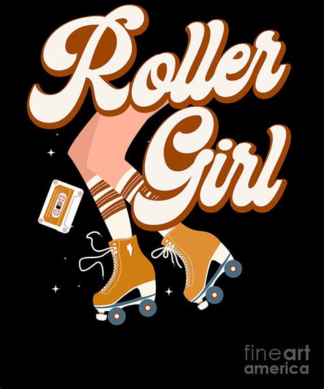 Roller Skating Roller Girl 1970s Retro Cassette Tape Digital Art By Yestic