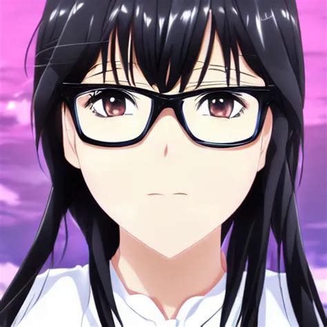 Anime Key Visual Of A Girl With Black Hair And Glasses Stable