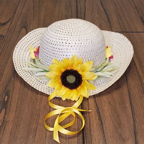 Wide Brim Sunflower Hat Sunflower Hat Faux Sunflower Brim