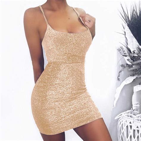 Sexy Glitter Lace Up Tight Fitted Dresses Night Club Bodycon Sunifty