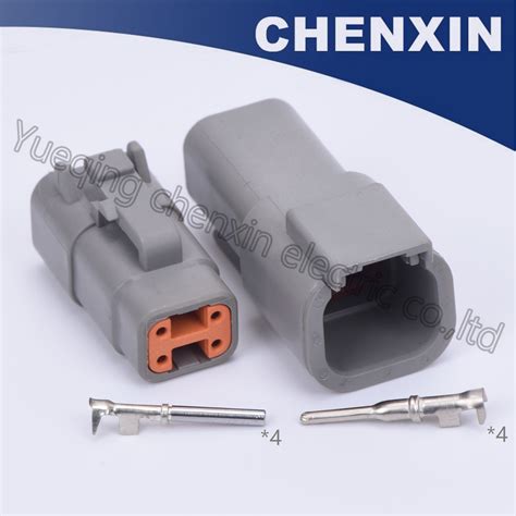 Grey 4 Pin Automotive Waterproof Auto Connector 10 Female And Male Dtm