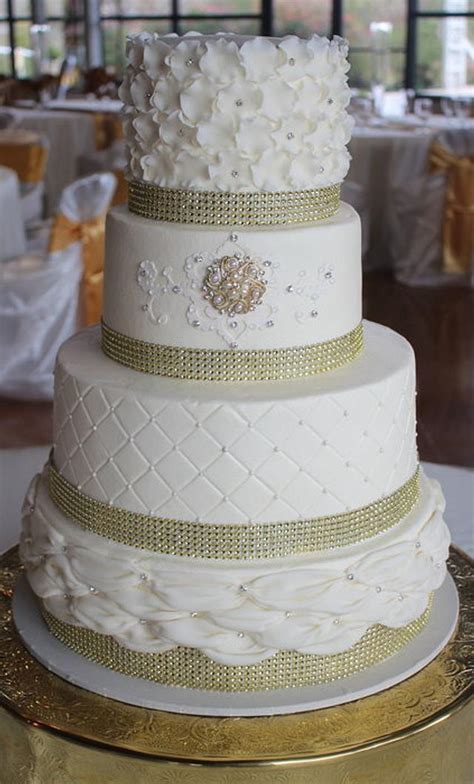 Ivory Gold Wedding Cake Decorated Cake By Kerrin Cakesdecor