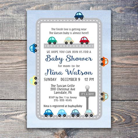 Car Baby Shower Invitation Car Theme Shower Invitation For Baby Boy