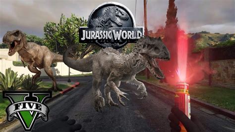 Gta V Jurassic World T Rex Attack Youtube