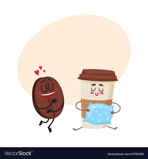 Coffee Bean And Espresso Cup Characters Love Vector Image