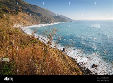 Scenic Landscape Cliffs And Pacific Ocean Big Sur California Coast