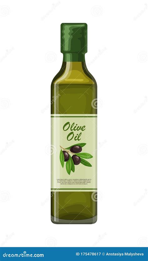 Cartoon Glass Bottle Of Olive Oil Stock Vector Illustration Of Extra