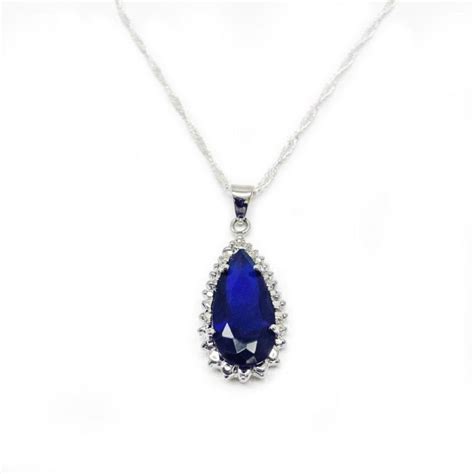 Stunning Mounted Blue Stone Pendant On 925 Sterling Silver T