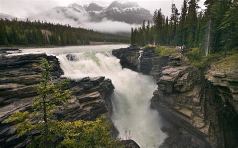 Jasper National Park Athabasca Falls Wallpaper Free Queda De água