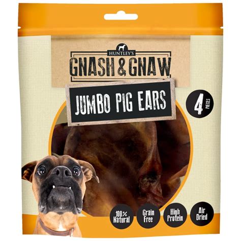 Huntleys Jumbo Pig Ears 4pk Dog Treats Bandm Stores