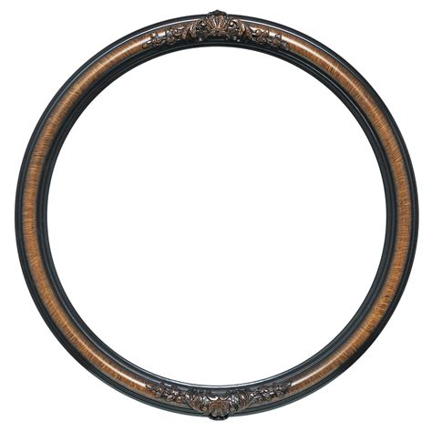 Round Frame In Vintage Walnut Finish Antique Stripping On Brown Wooden