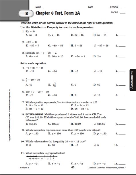 Published on jun 9, 2012. Bestseller: Glencoe Algebra 1 Chapter 6 Test Form 2a ...