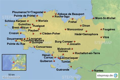Bretagne Karte Landkarte Der Bretagne In Frankreich Gambaran