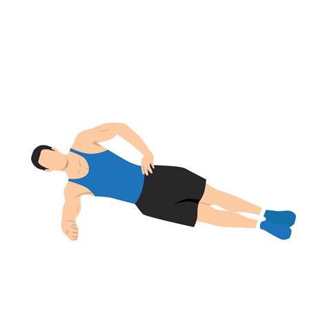 Man Doing Side Plank Abdominals Exercise Flat Vector Illustration