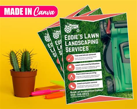 lawn mowing flyer diy canva lawn mowing flyer template 2022 etsy