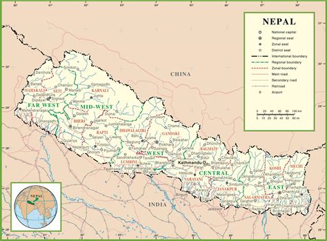 Nepal Political Map Ontheworldmap