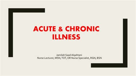 Acute And Chronic Illness Ppt