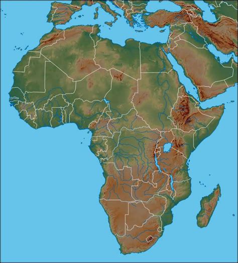 This map shows a combination of political and physical features. Maps: Physical Map Africa