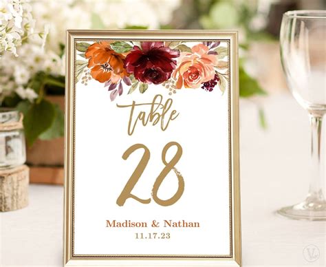 Editable Table Numbers Template Wedding Table Number Cards Etsy