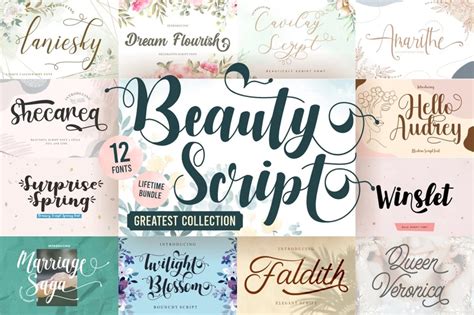 Beauty Script Font Bundle Canva Font Procreate Font Cricut Etsy Indonesia Old Fonts Best