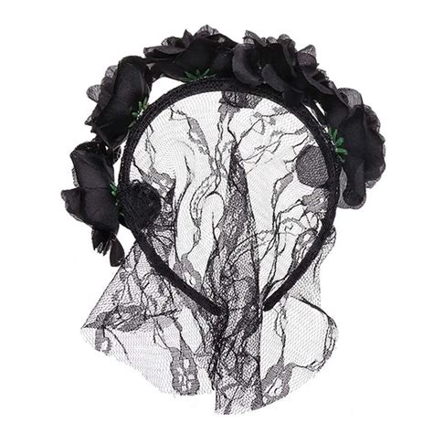 Headband Flower Lace Veil Halloween Headband Christmas Party Hair