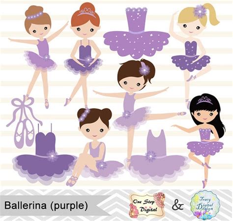 Digital Ballerina Clipart Purple Ballet Girl Clip Art